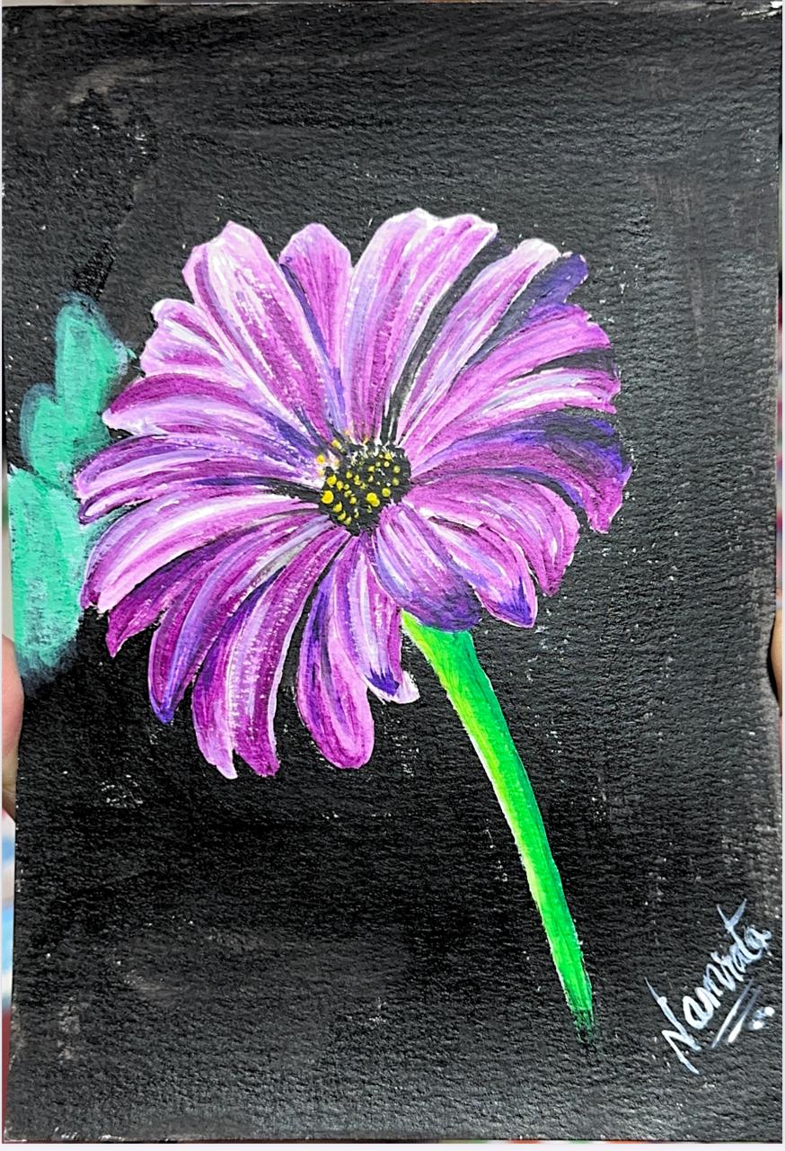 Hand-painted Purple Flower Canvas
