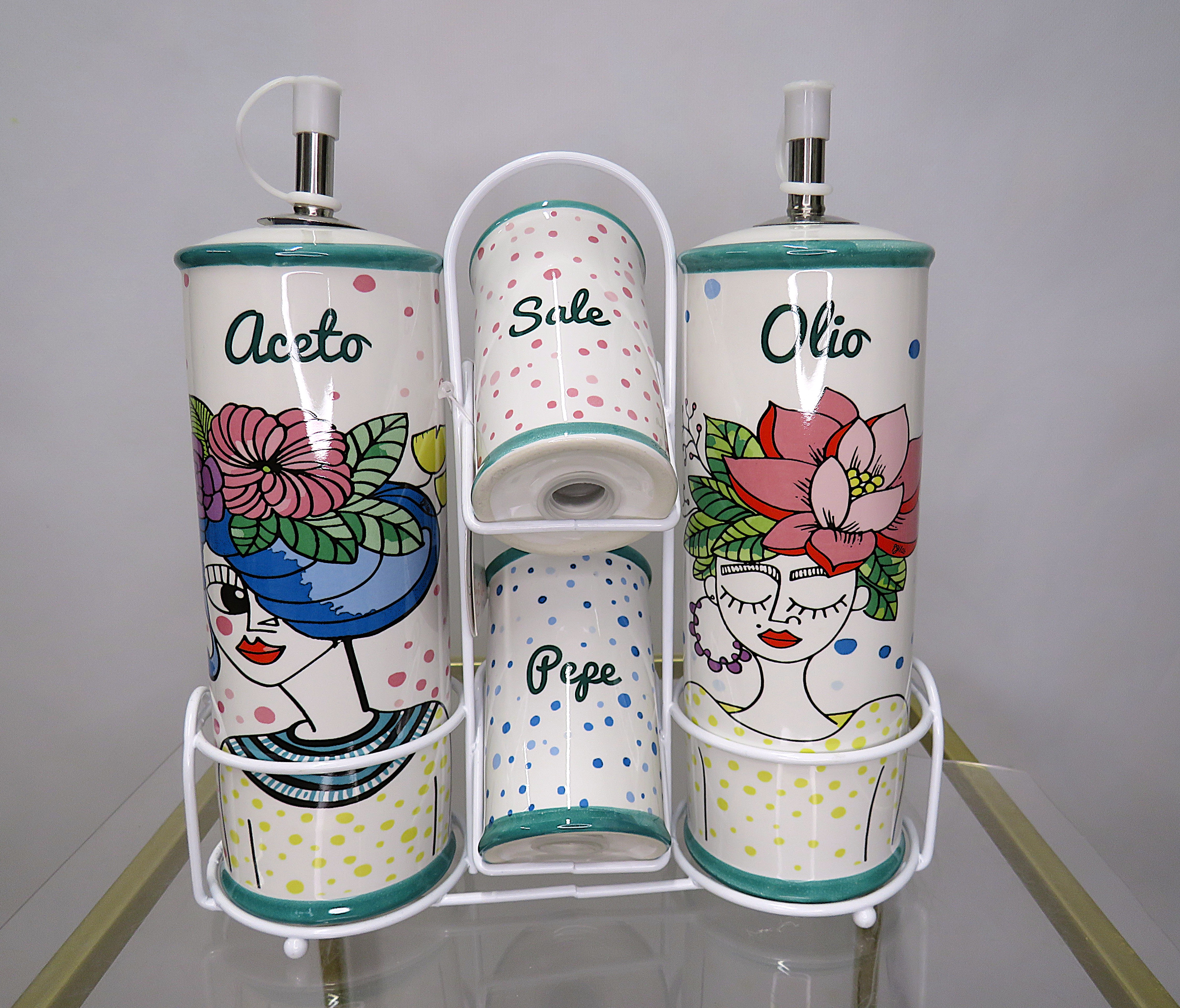 Stand 4 pezzi ceramica 