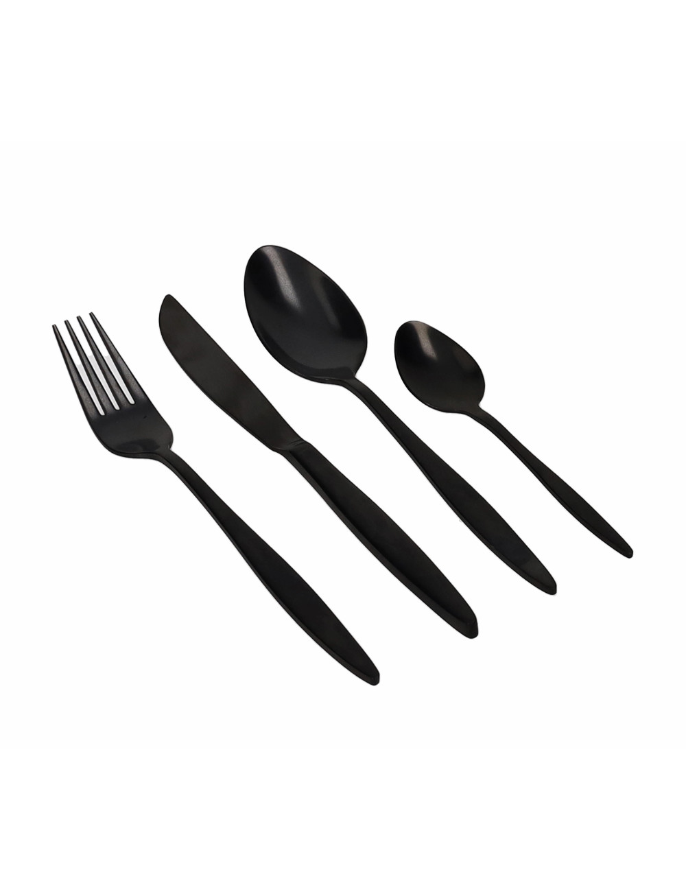 Set posate stretch black satinate 16 pz inox
