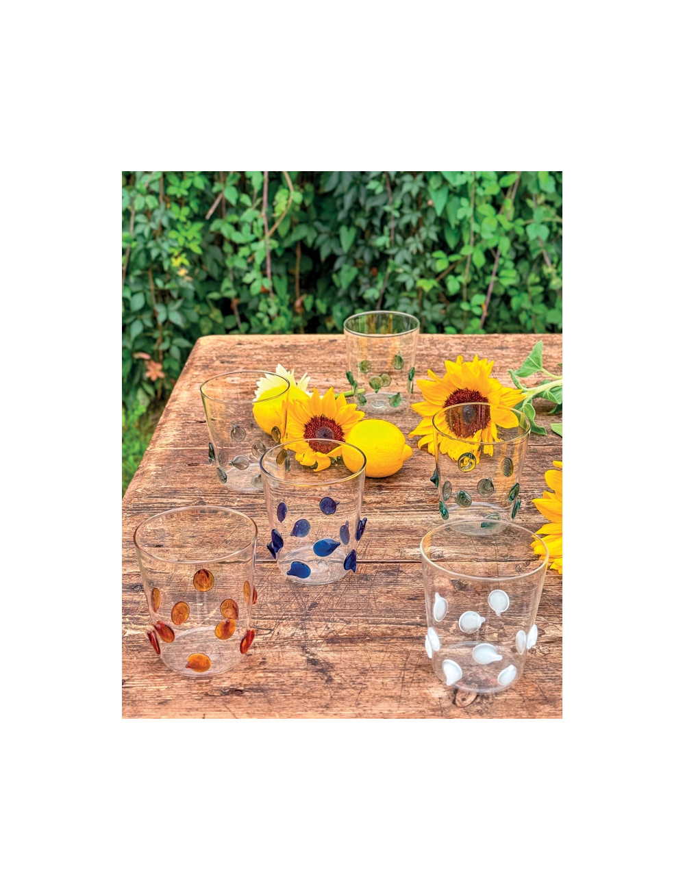 Bicchiere ginevrine colori assortiti set 6pz vetro borosilicato 