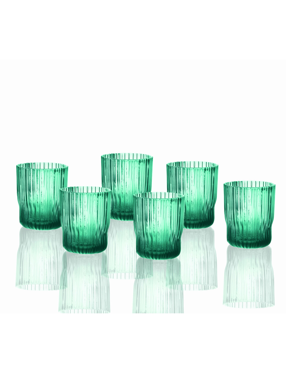 Bicchiere "Plisse" turchese set 6pz vetro 