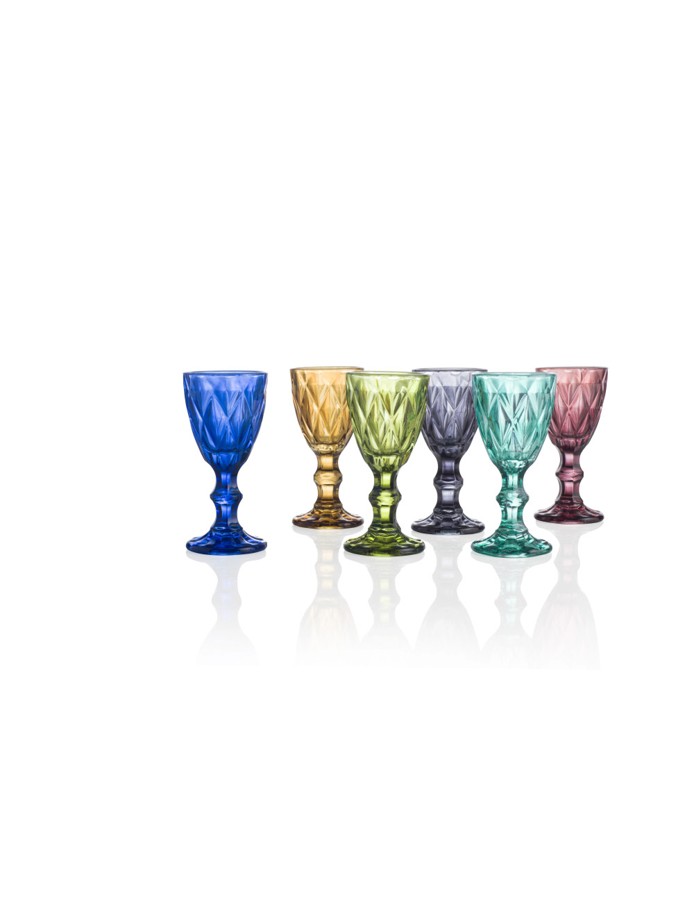 Liquorino diamante colori assortiti set 6pz vetro 