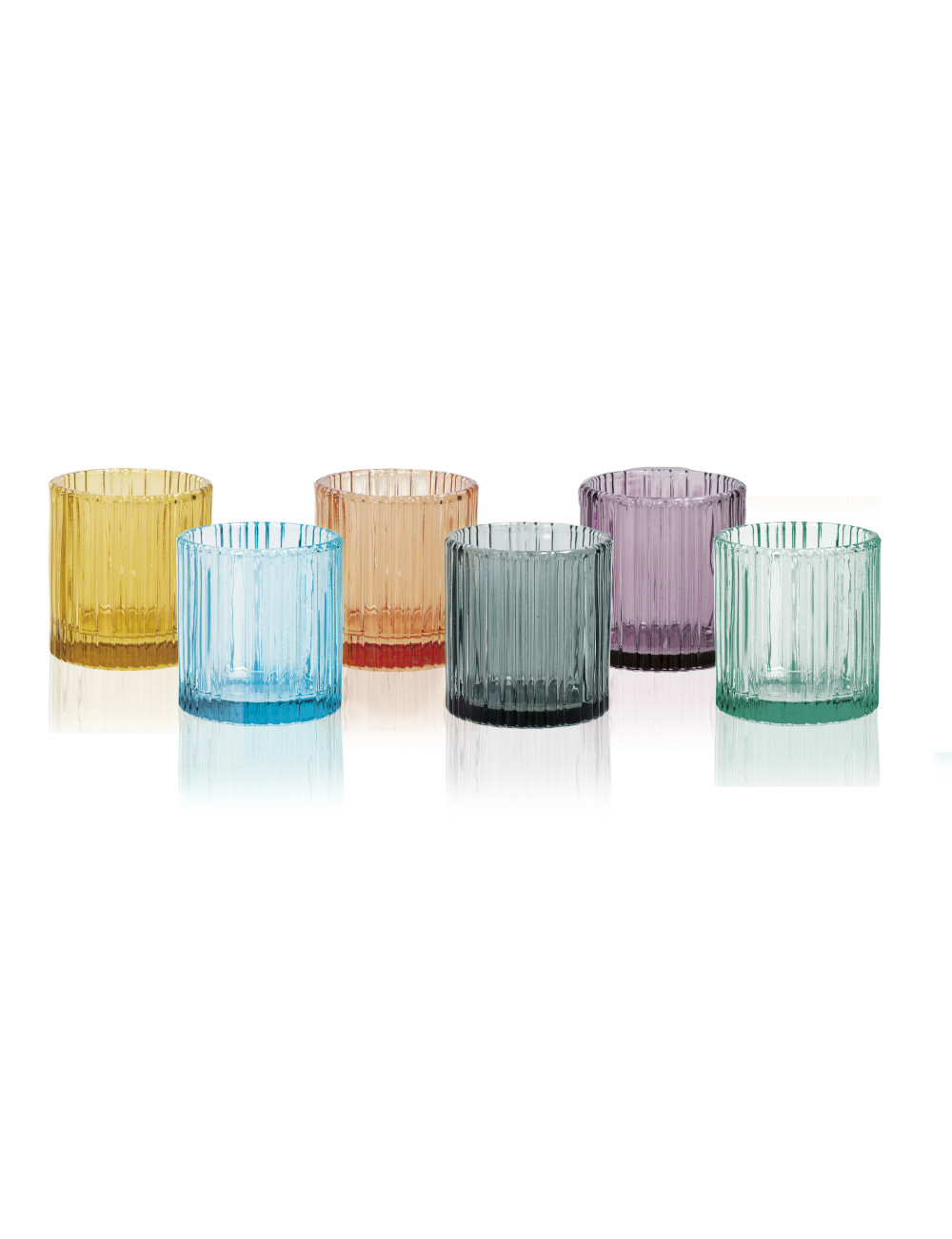 Bicchiere shot "Plisse" set 6pz colori assortiti vetro 