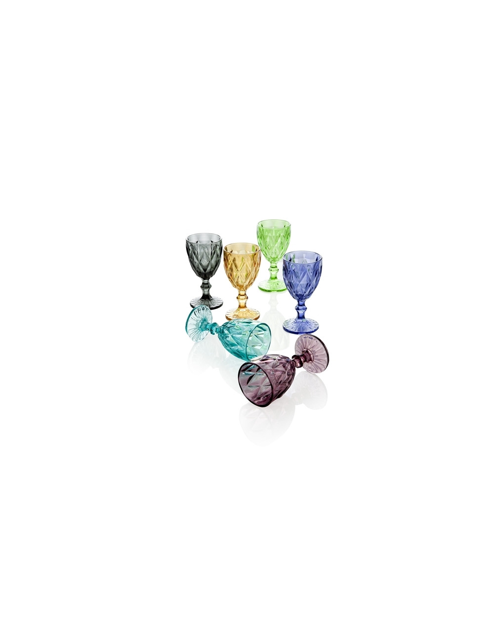 Calice diamante colorati assortiti set 6pz vetro 