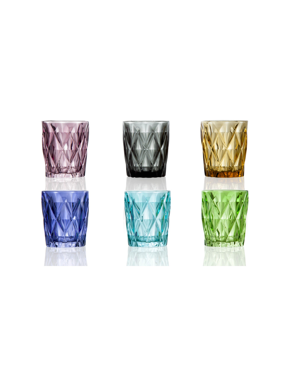 Bicchiere diamante colori assortiti set 6pz vetro 