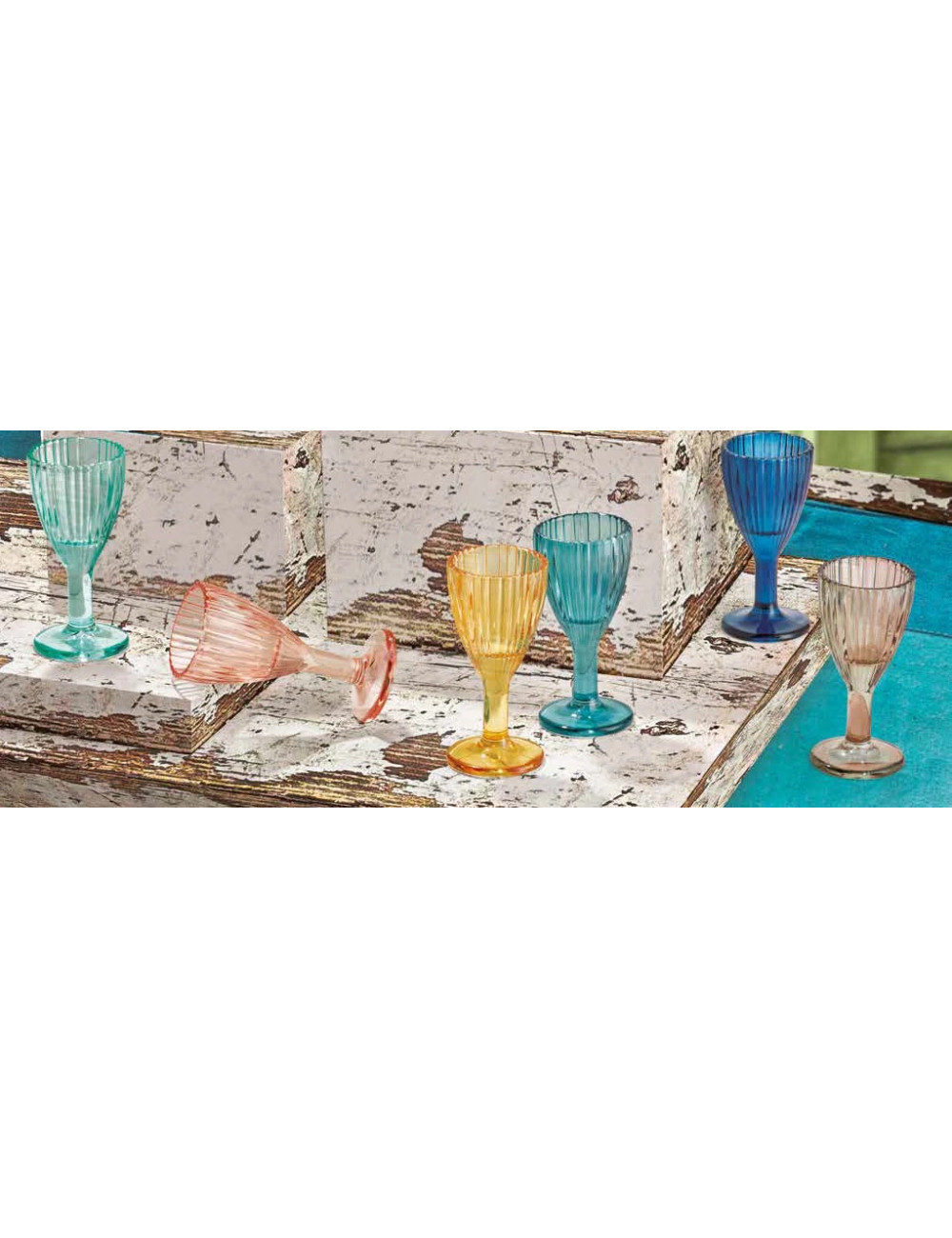 Liquorino calice shot "Plisse" set 6pz colori assortiti  vetro 
