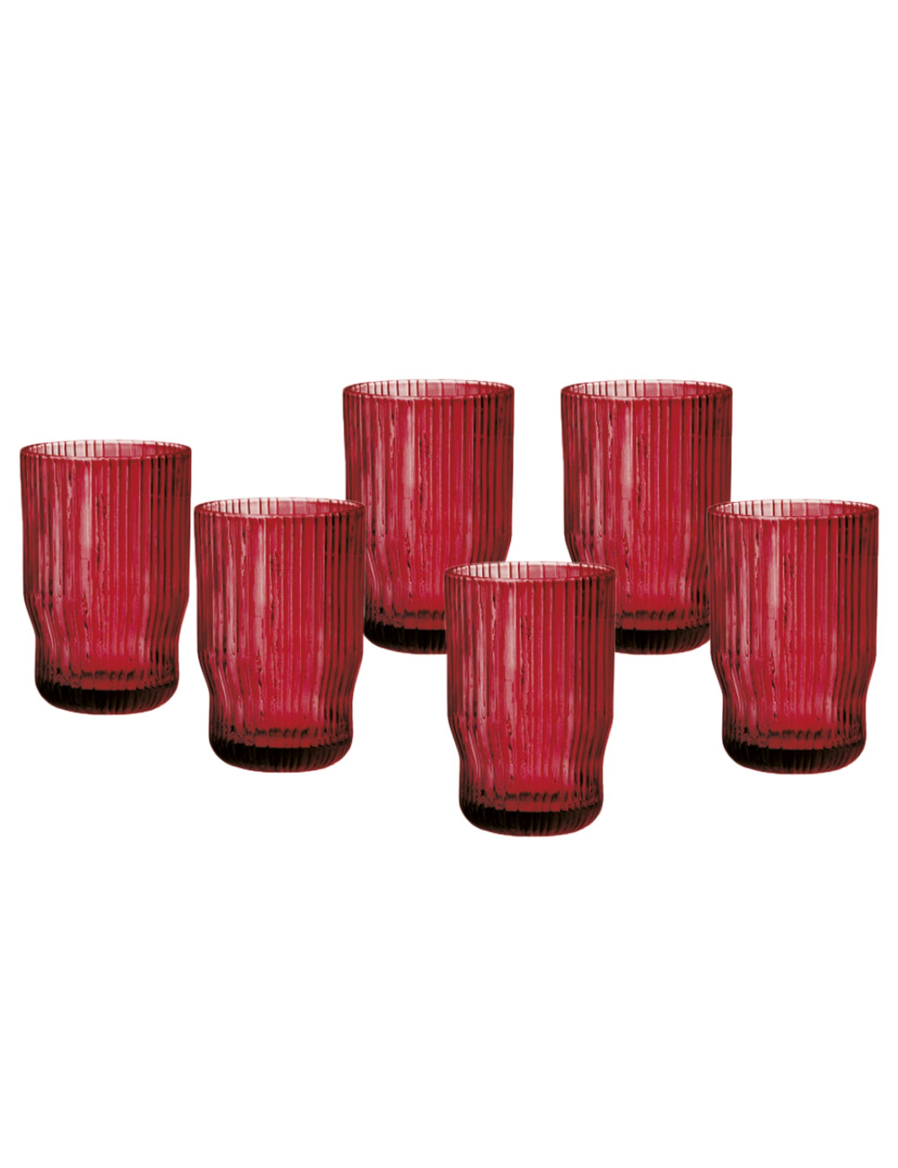 Bicchiere "Plisse" rosso set 6pz vetro 