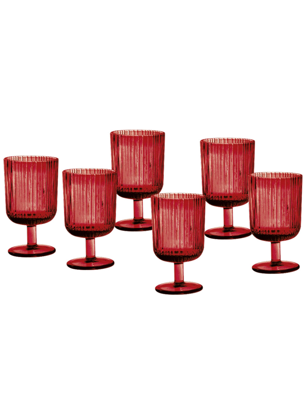 Calice "Plisse" rosso set 6pz vetro 