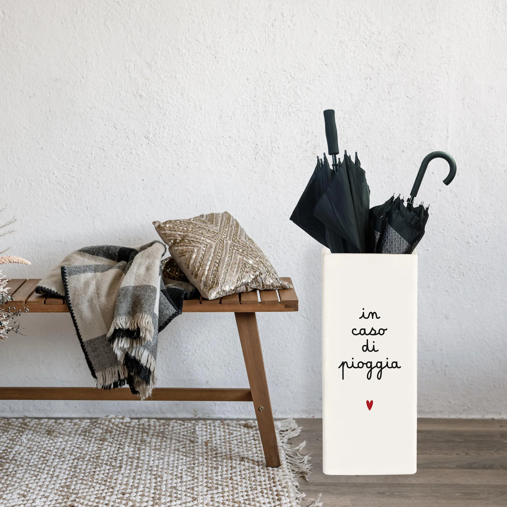 Porta-ombrelli in ceramica "In caso di pioggia"