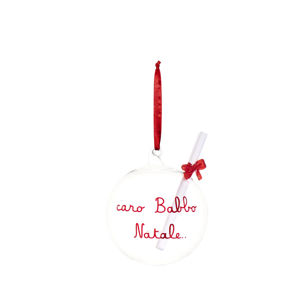 Pallina vetro "Caro Babbo Natale" 12cm 