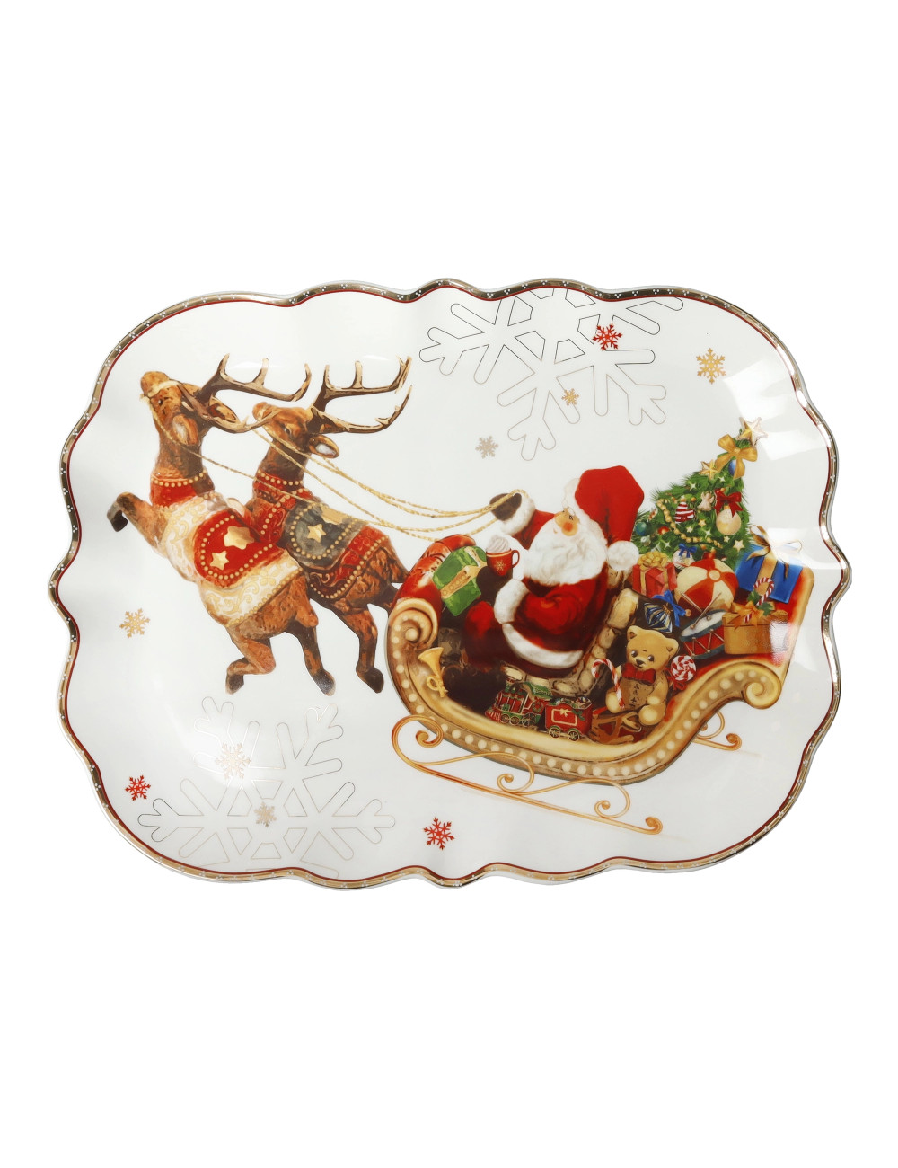 Vassoio decoro slitta Christmas in ceramica 