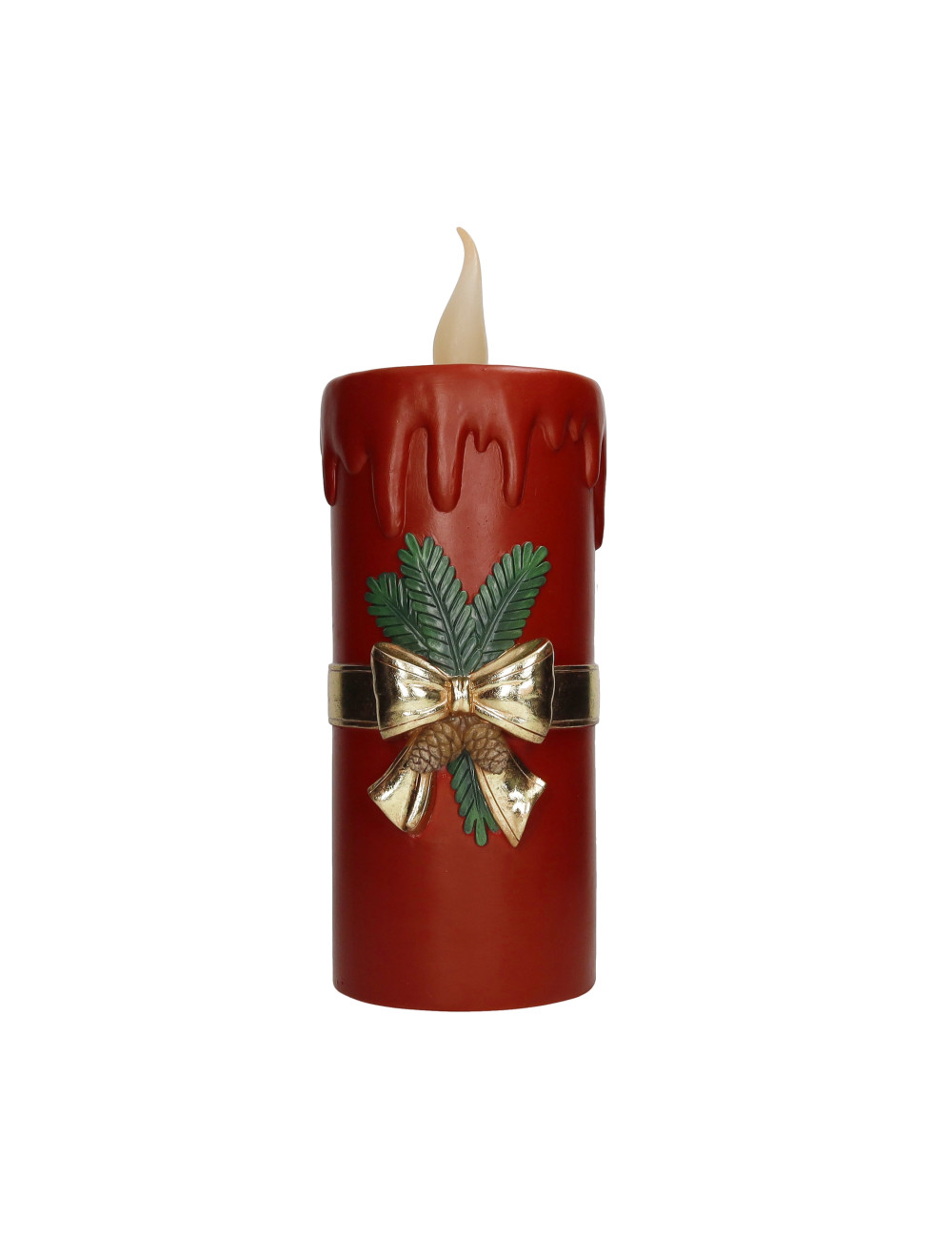 Candela Christmas rossa con led in resina