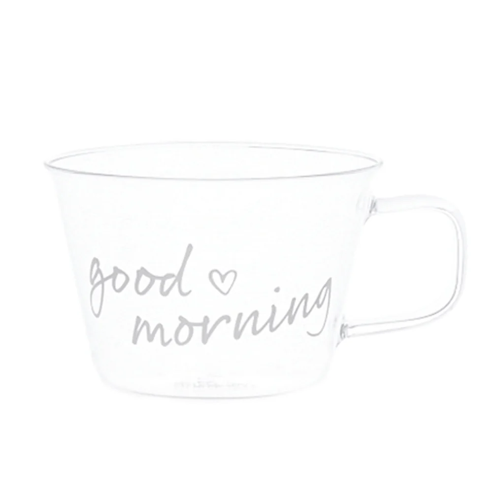 Set 2 tazze vetro tè-cappuccino "Good morning"