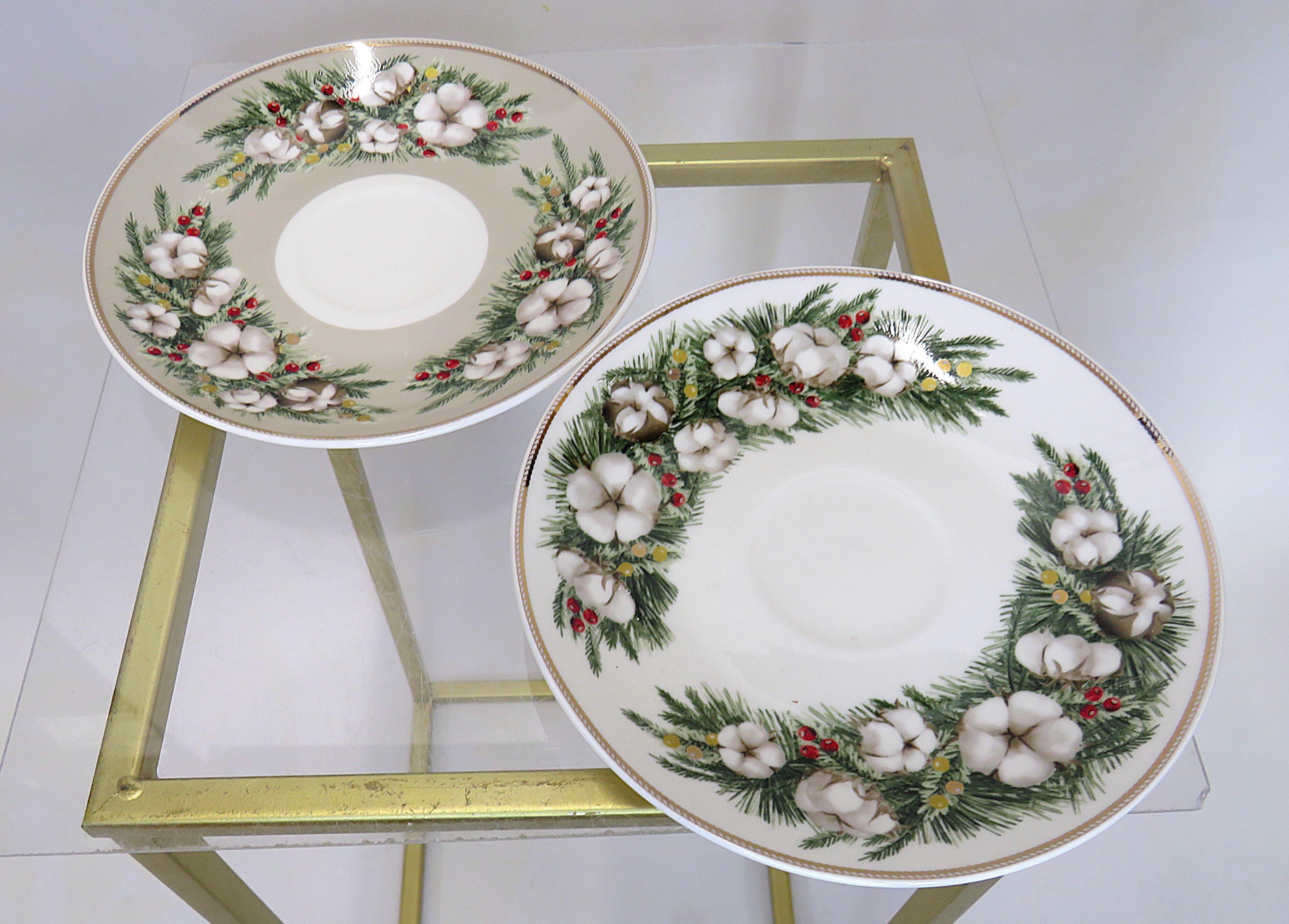 Set 2 tazze da tè con piattino Batuffoli in ceramica 