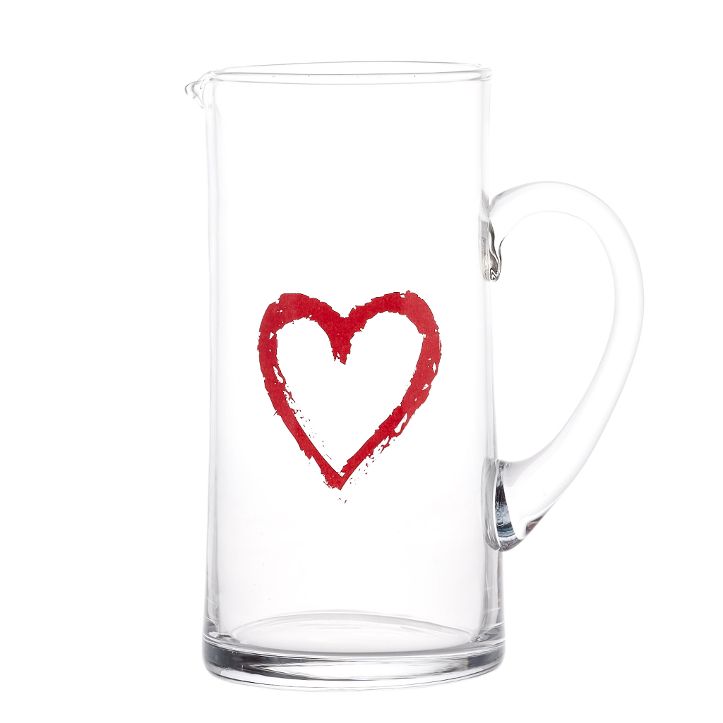 Brocca vetro "Cuore graffiti rosso" 