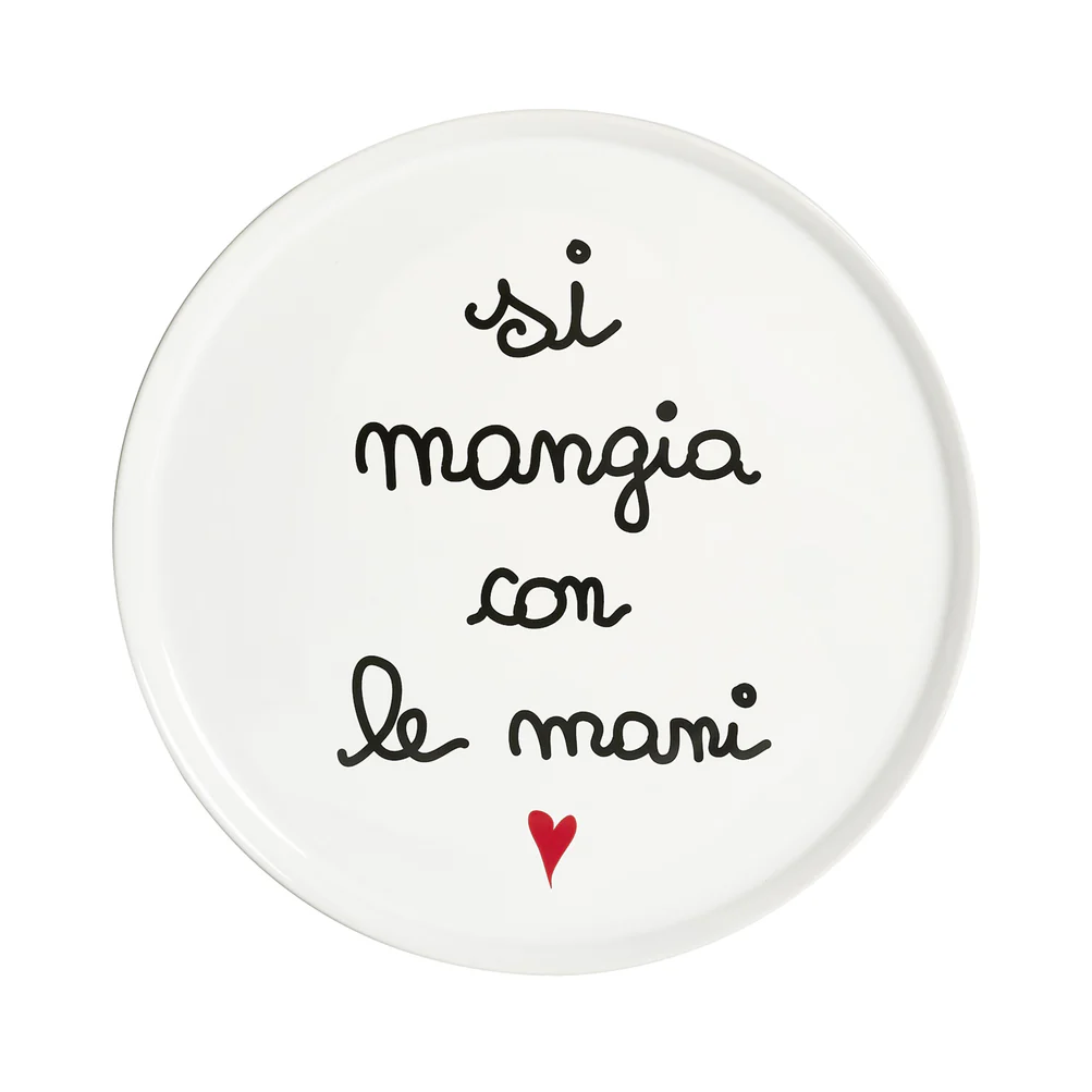 Piatto pizza ceramica "Si mangia con le mami"