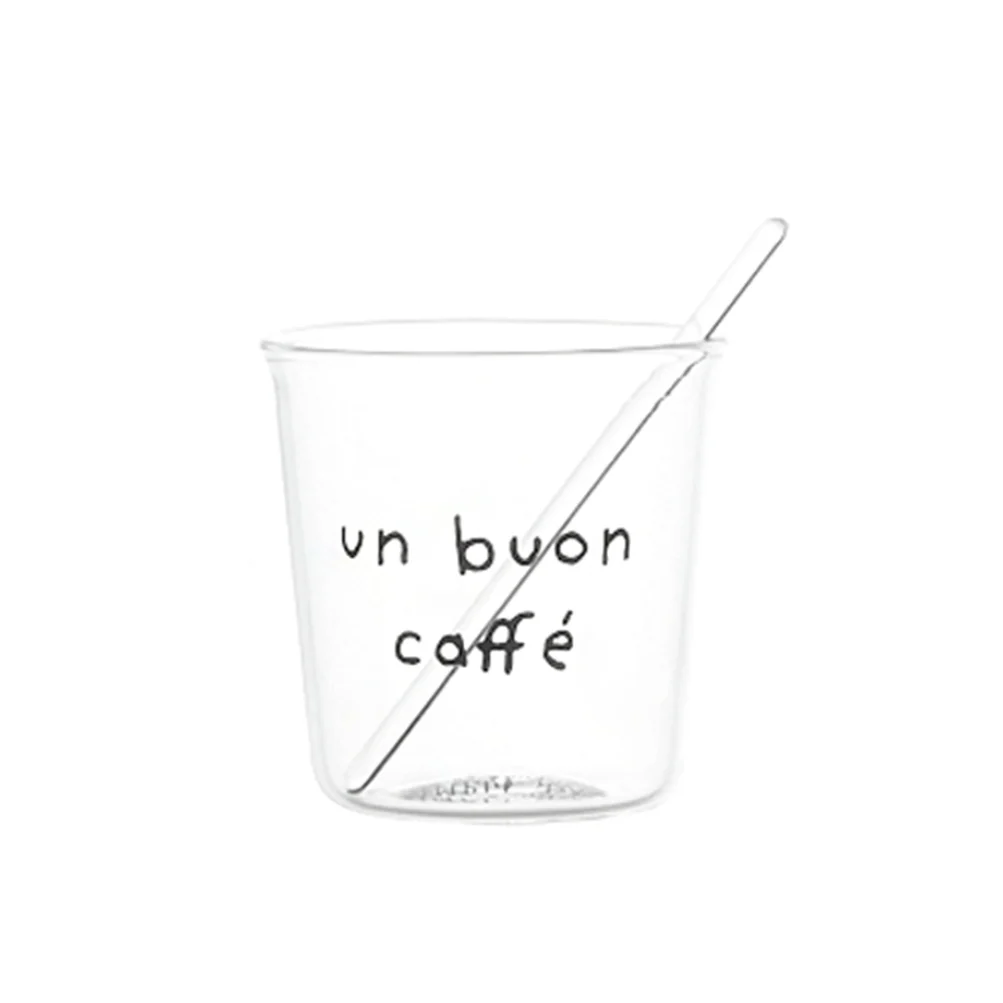 Set 4 bicchierini con bacchettine vetro "Un buon caffè"