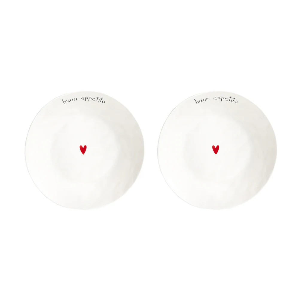Set 2 piatti fondi ceramica "Buon appetito"