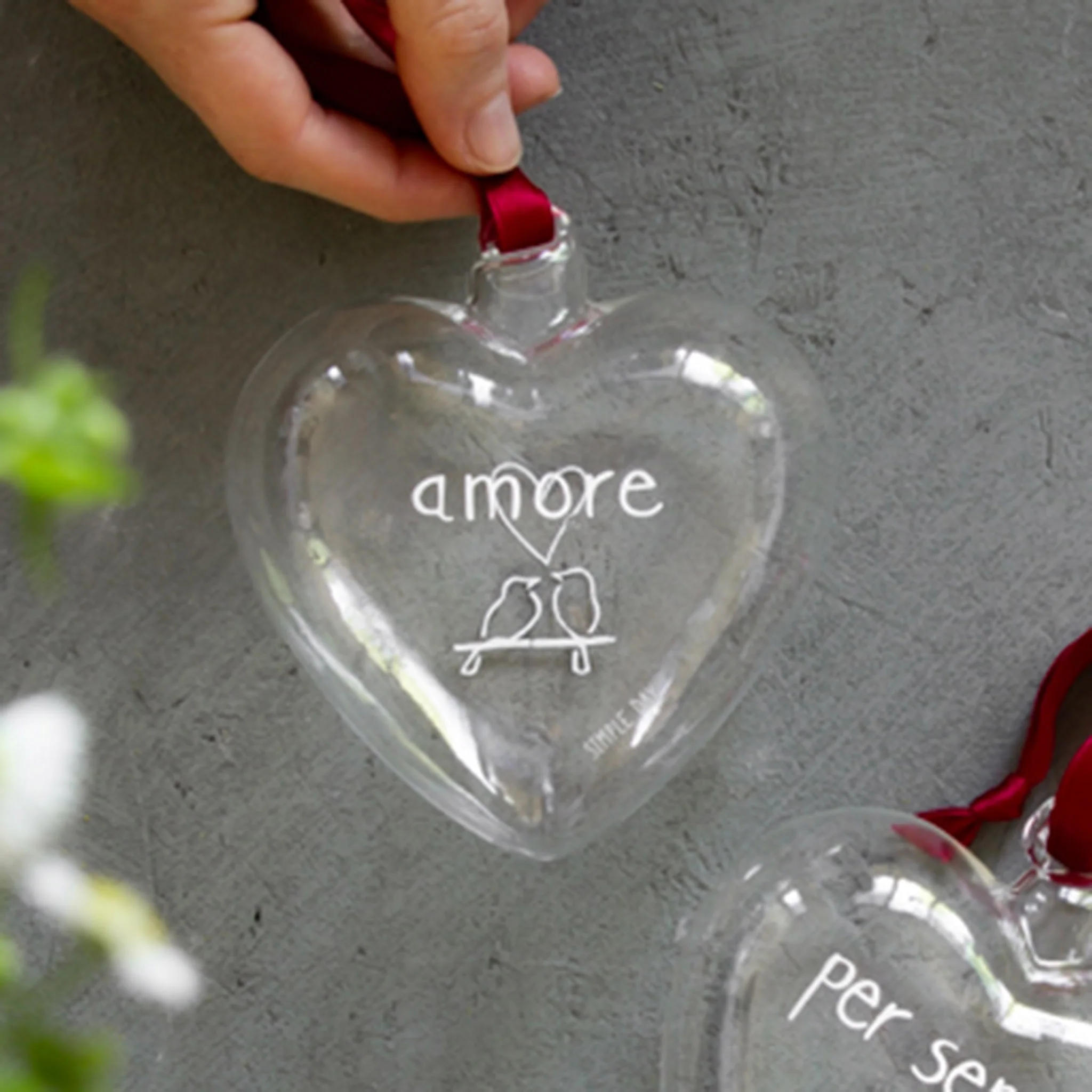 Pallina cuore vetro "Amore"