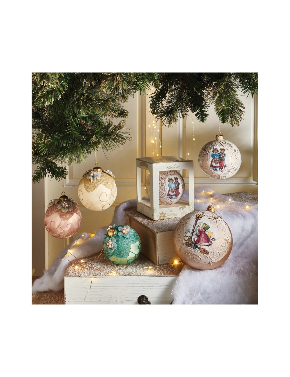 Sfera Cuccioli dipinta a mano in vetro soffiato 