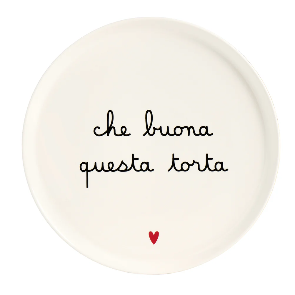 Alzata per dolci e torte in ceramica "Che buona questa torta"