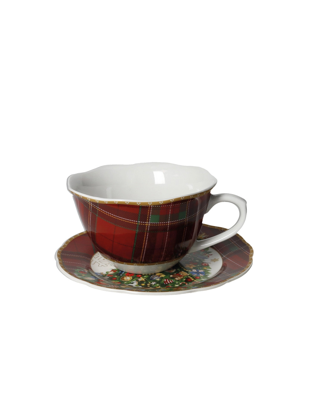 Tazza colazione con piattino decoro ghirlanda Christmas 