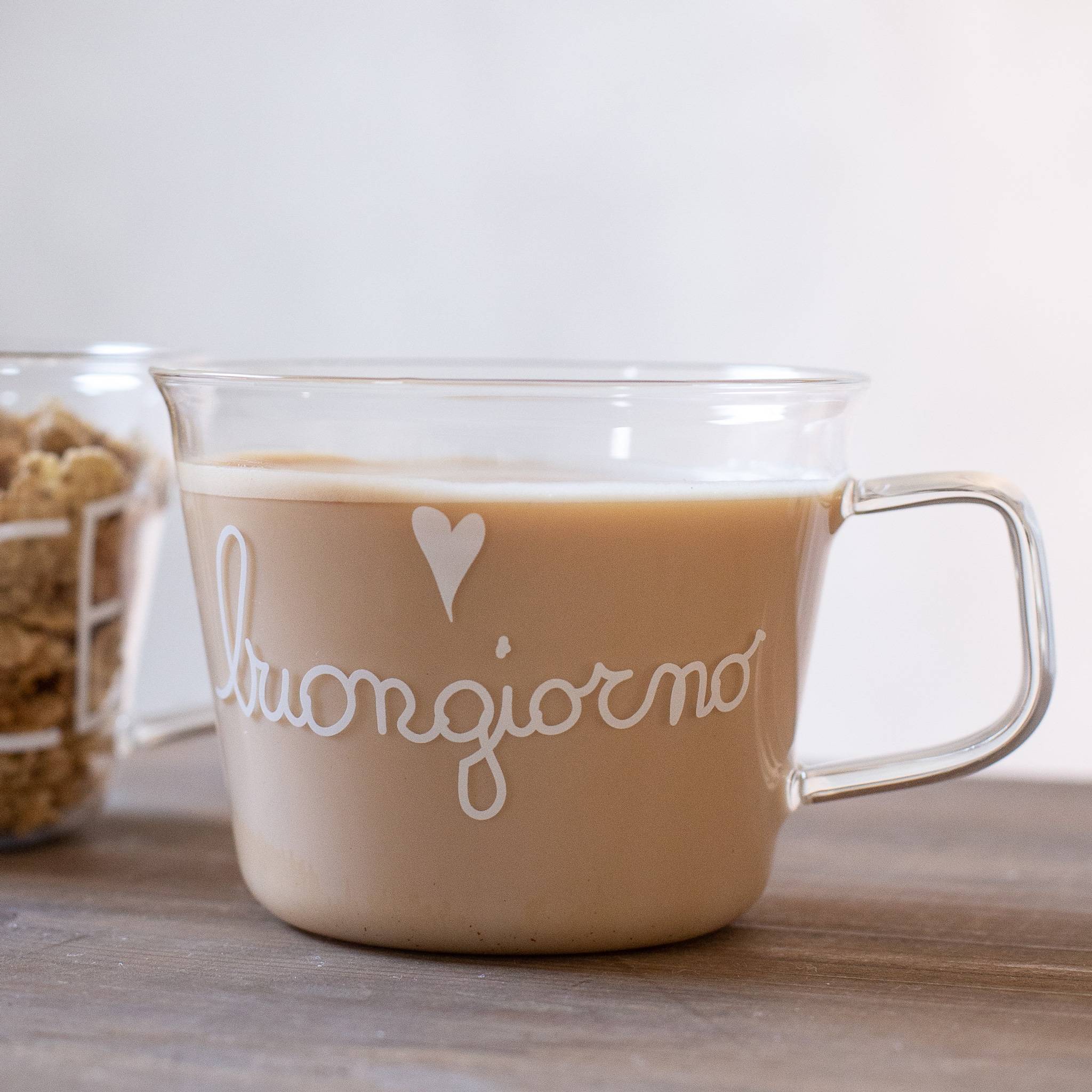Set 2 tazze vetro colazione "Buongiorno"