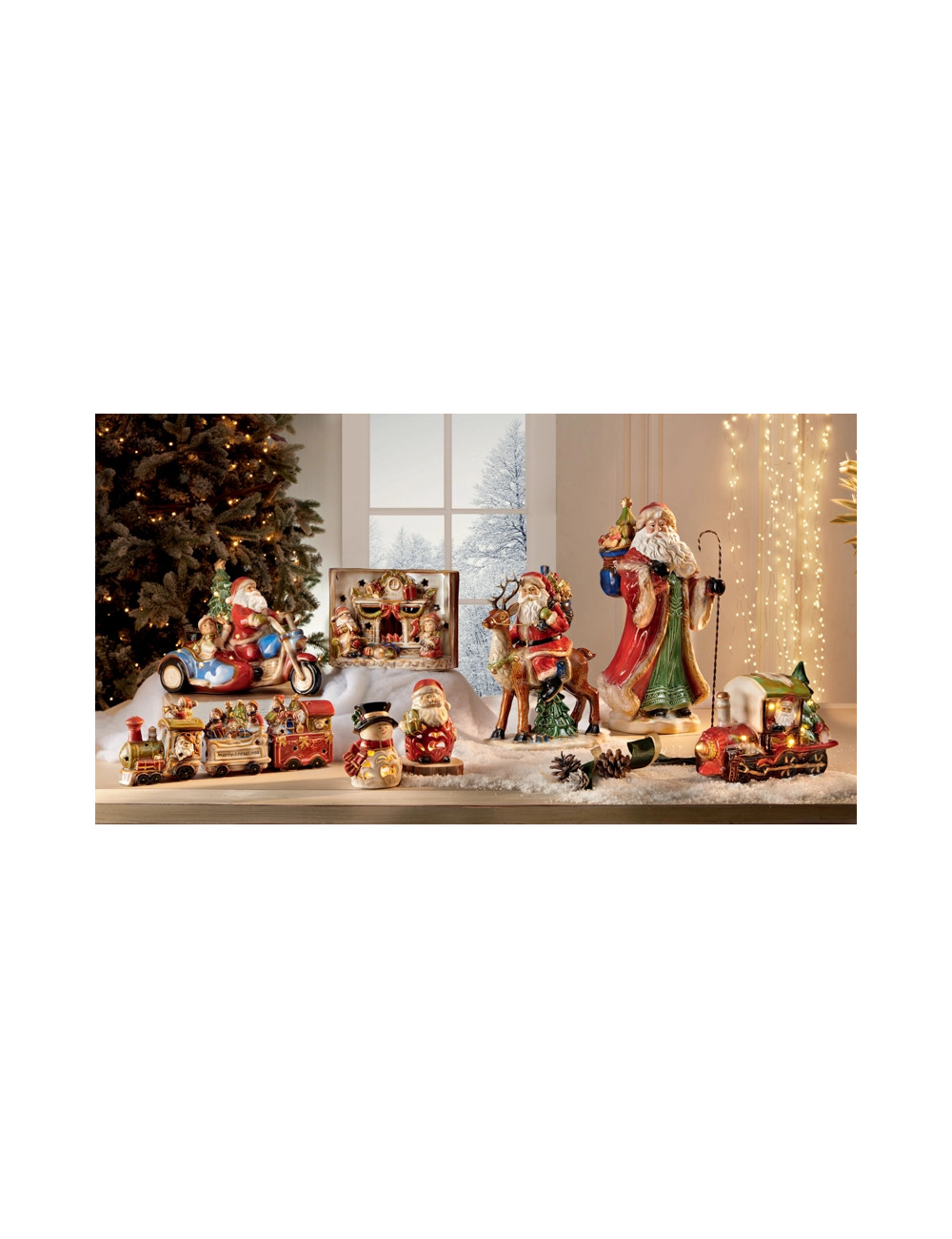 Babbo Natale e pupazzo con led in porcellana 