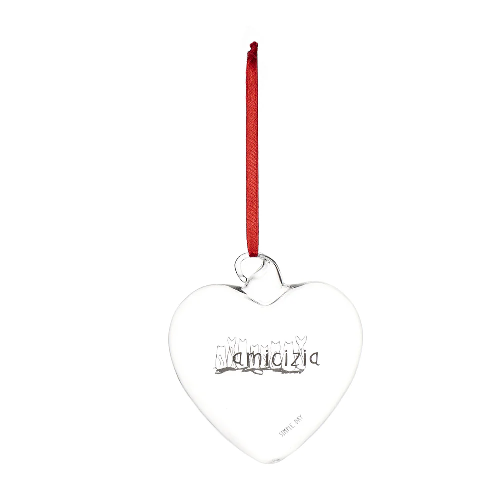 Pallina cuore vetro "Amicizia"
