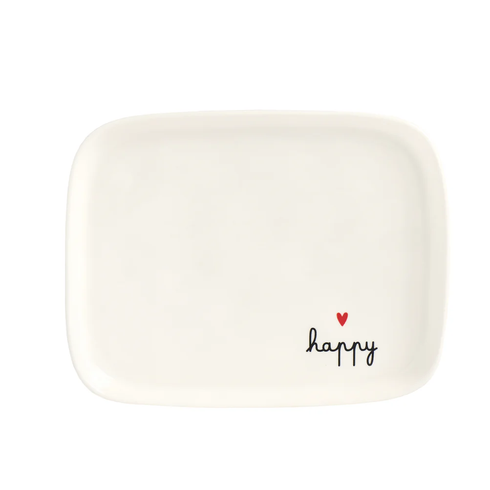 Piatto rettangolare in ceramica "Happy"
