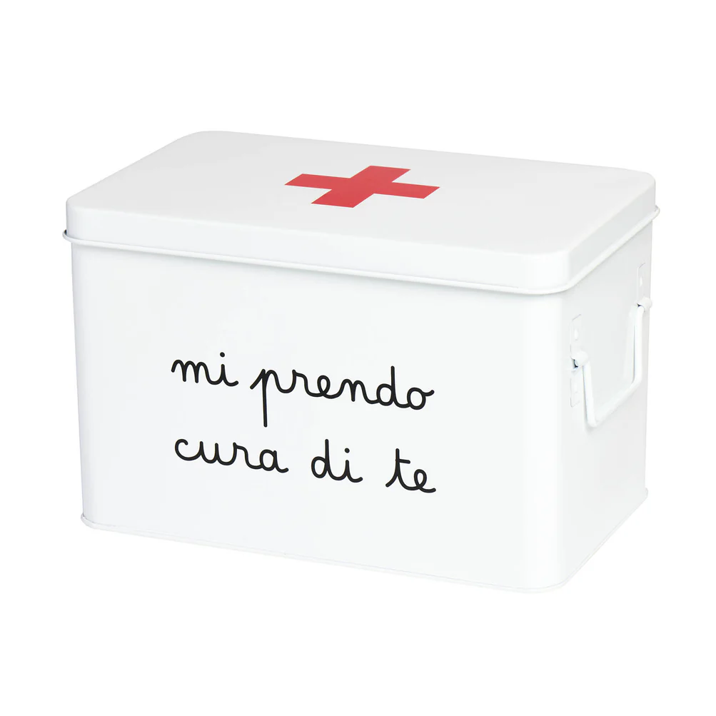 Scatola in acciaio verniciato "Mi prendo cura di te" grande 