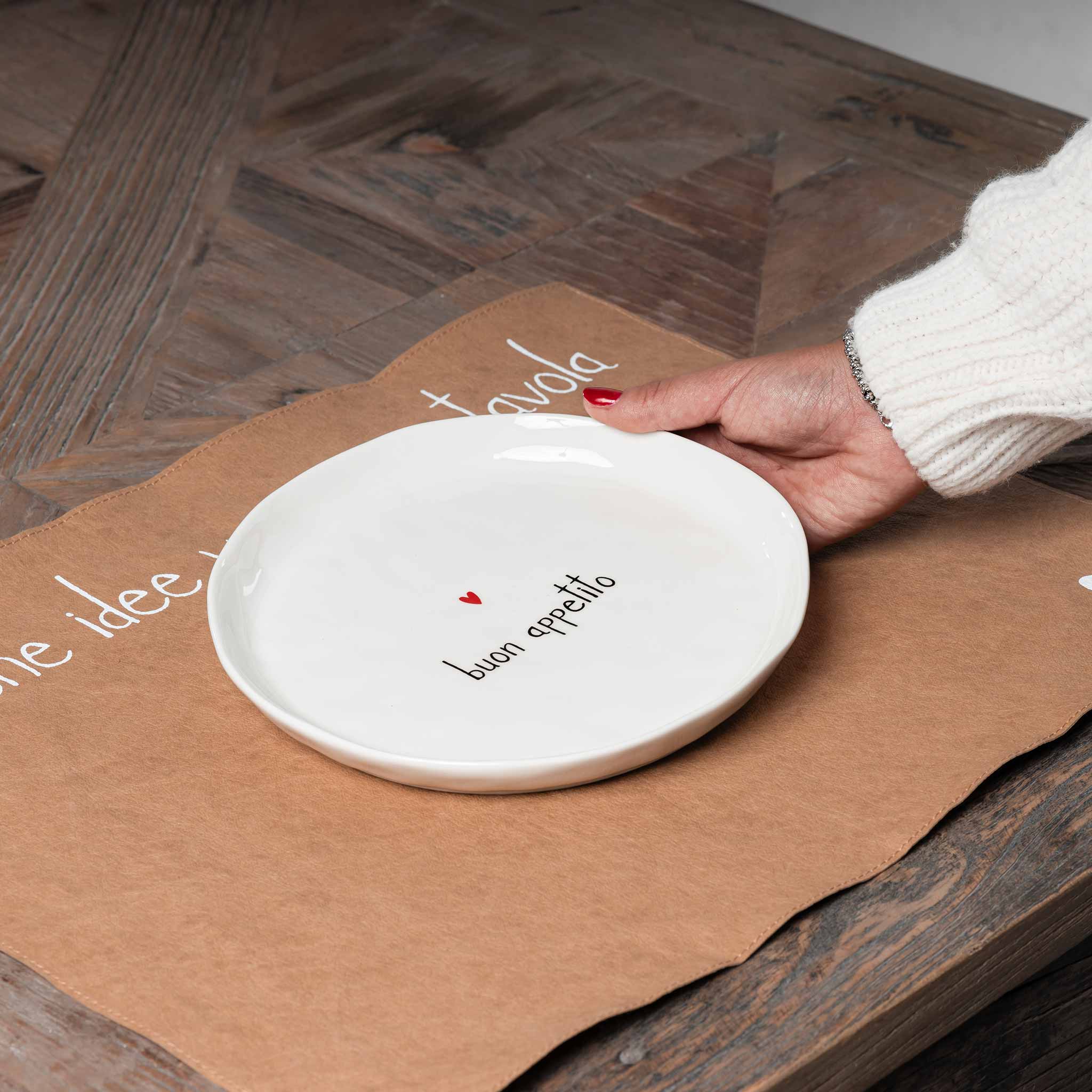 Set 2 piatti dessert ceramica "Buon appetito"