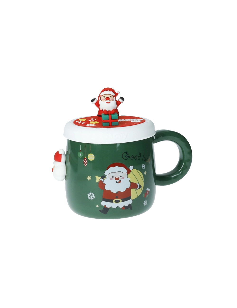 Mug magnete Babbo Natale in ceramica con tappo in silicone 