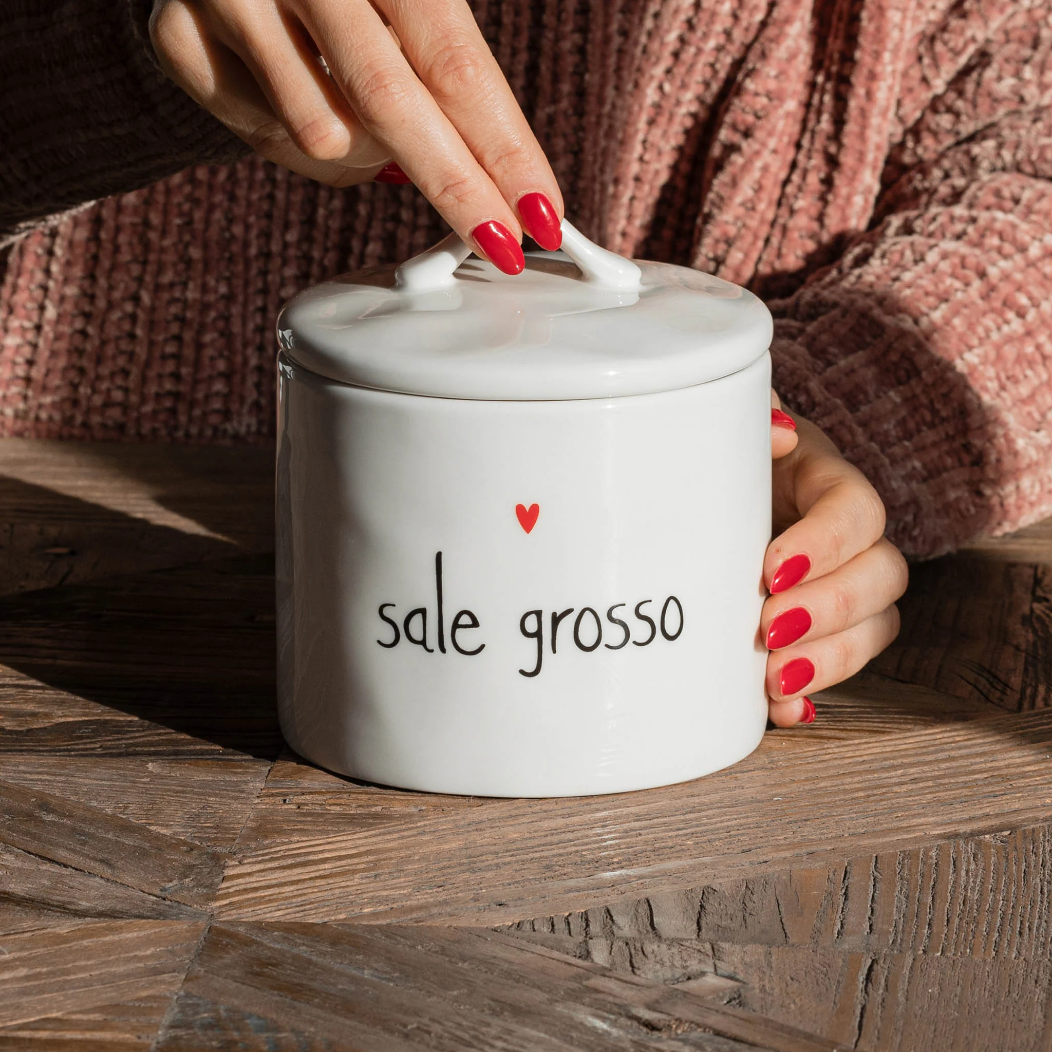 Barattolo in ceramica "Sale grosso cuore"