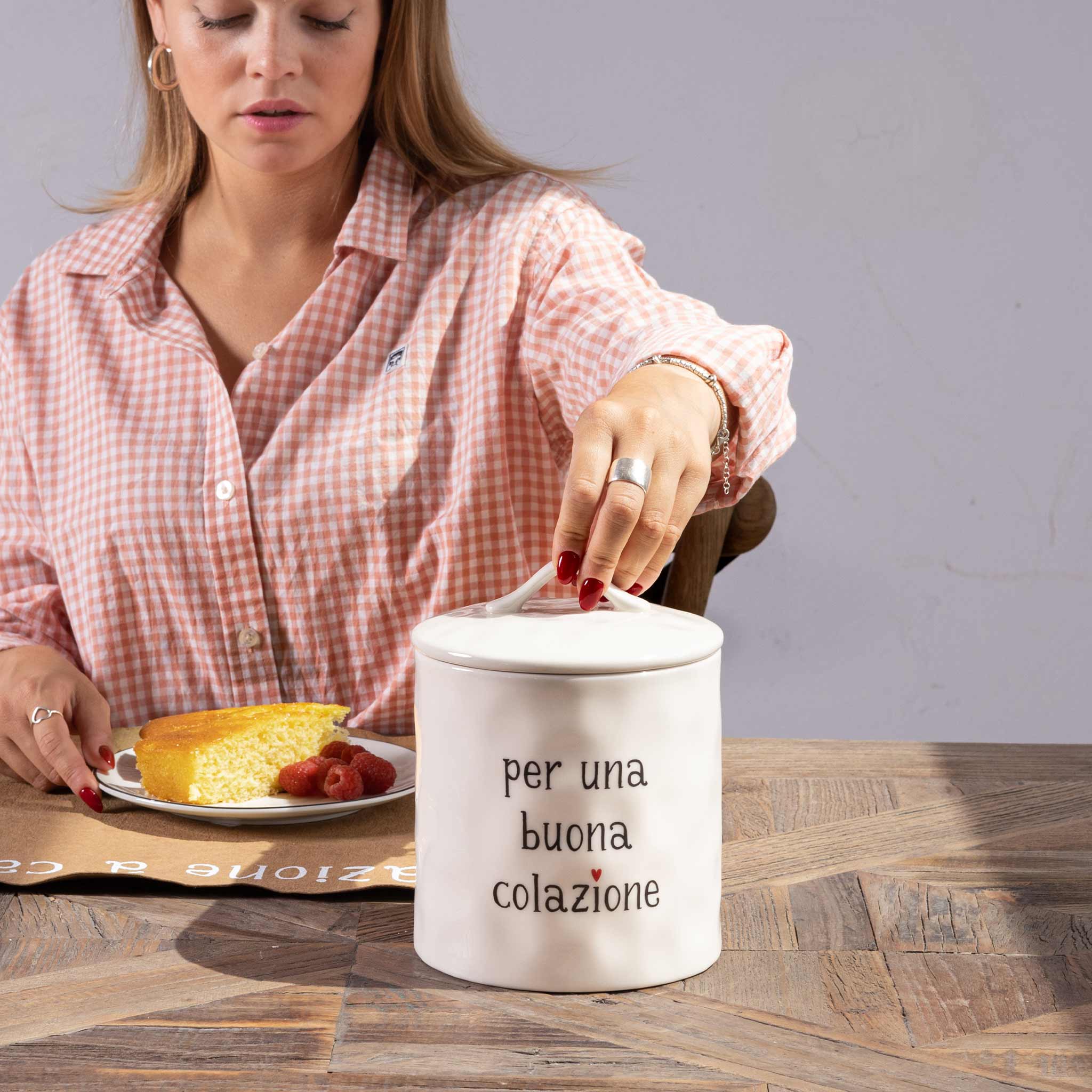 Barattolo ceramica "Per una buona colazione"