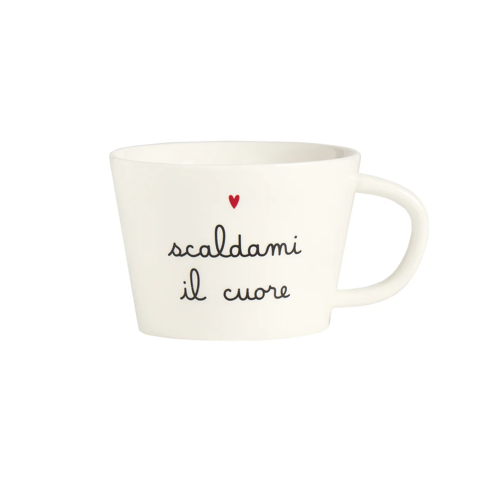 Set 2 tazze colazione in ceramica "Scaldami il cuore"