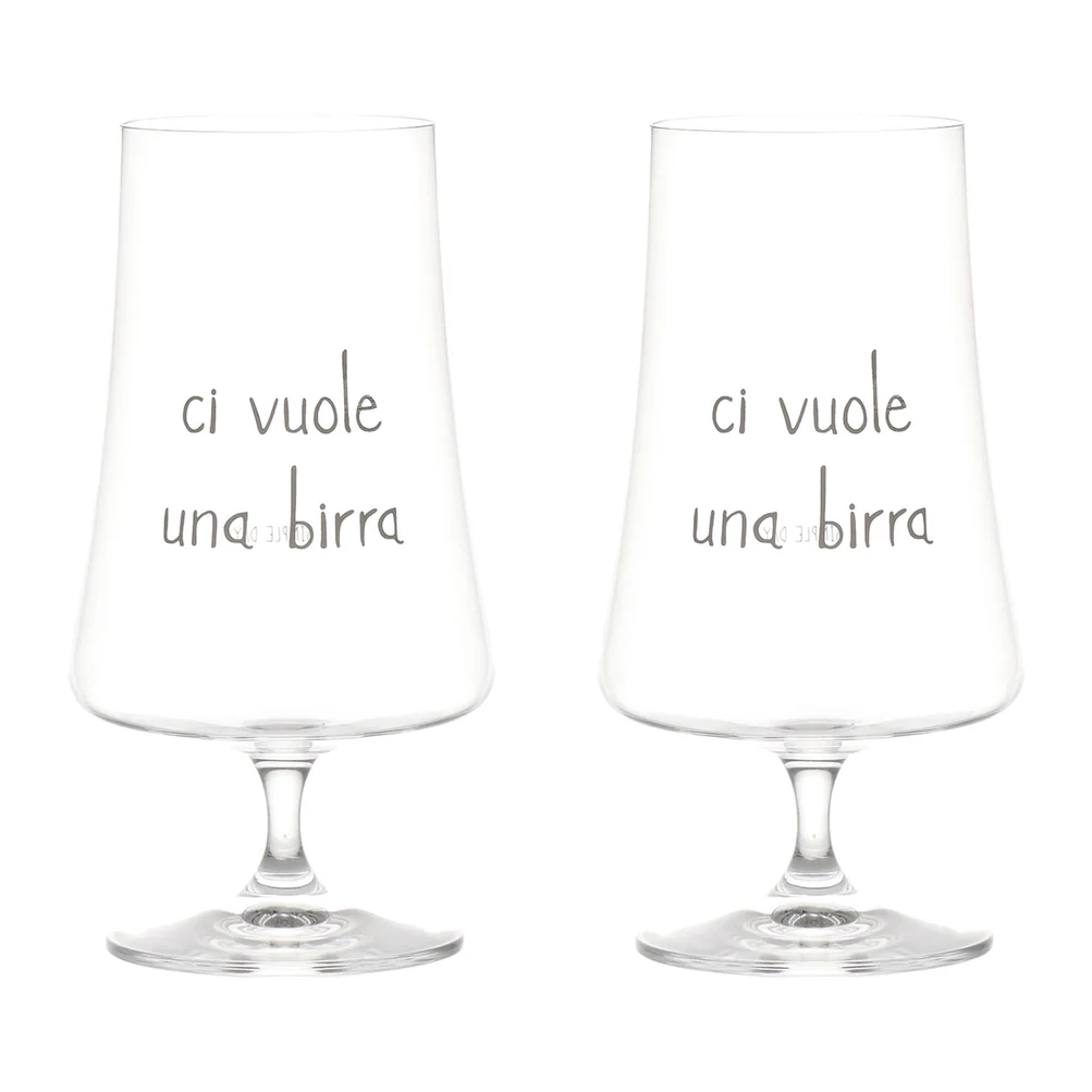 Set 2 bicchieri birra vetro "Ci vuole una birra" 55cl