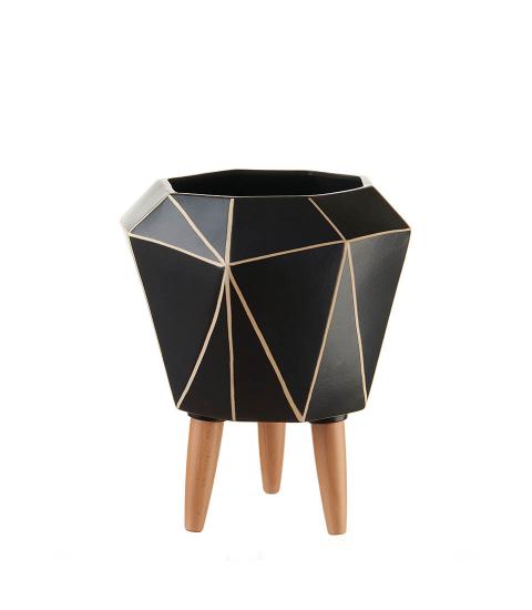 Cache-pot alto nero 