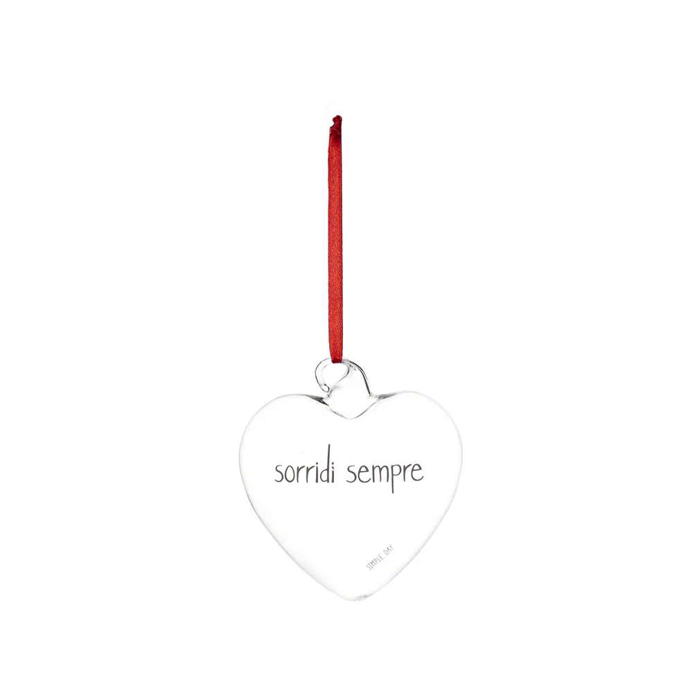 Pallina cuore vetro "Sorridi sempre" 