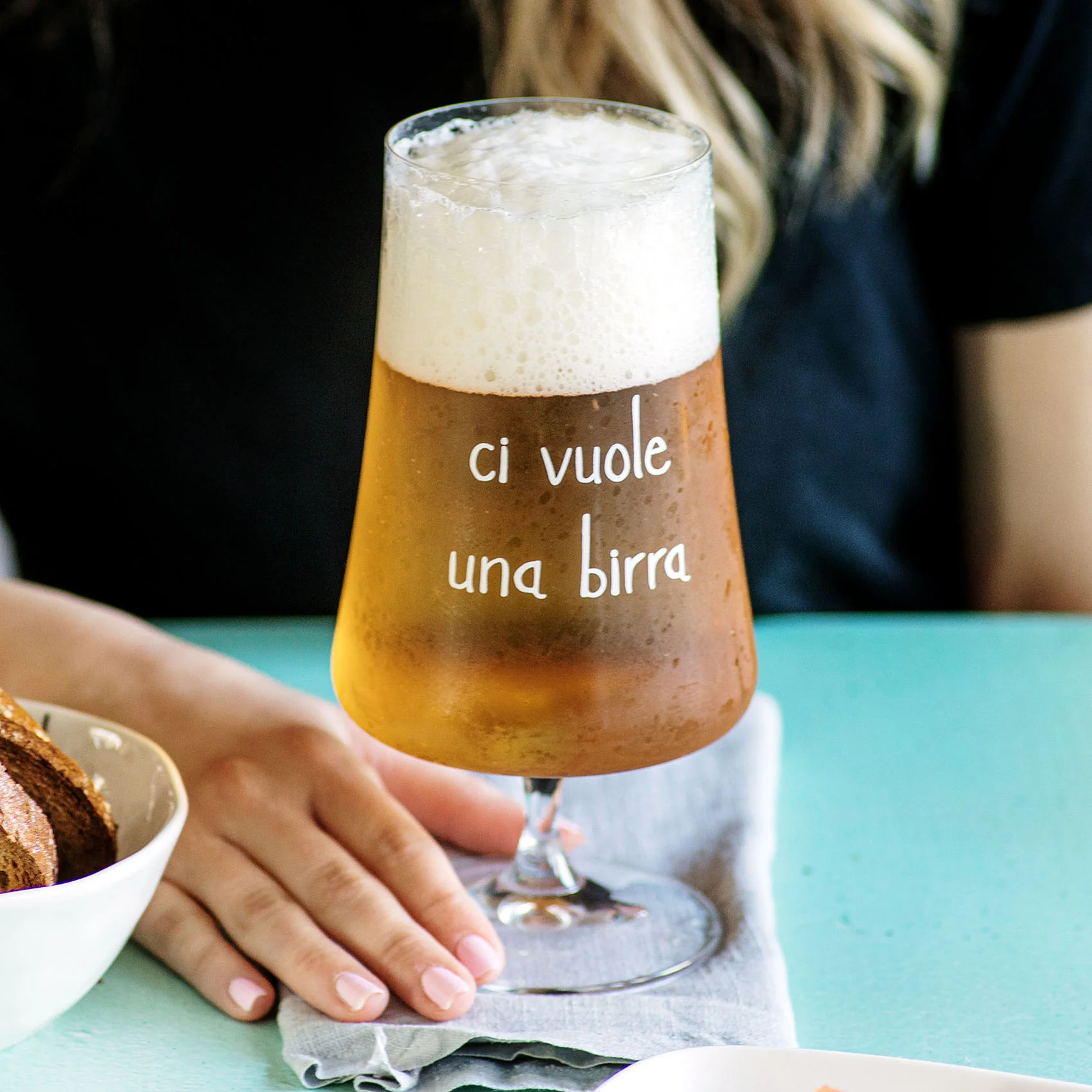 Set 2 bicchieri birra vetro "Ci vuole una birra" 55cl