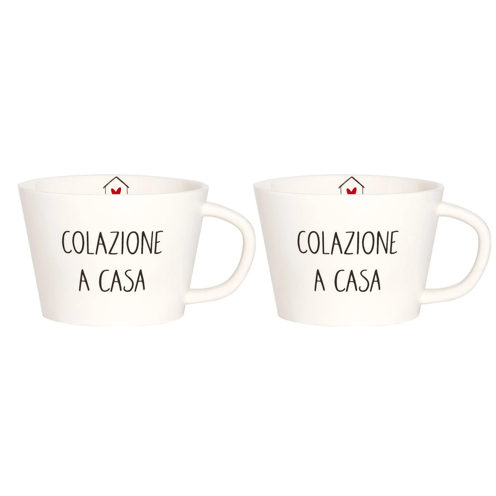 Set 2 tazze colazione in ceramica "Colazione a casa"