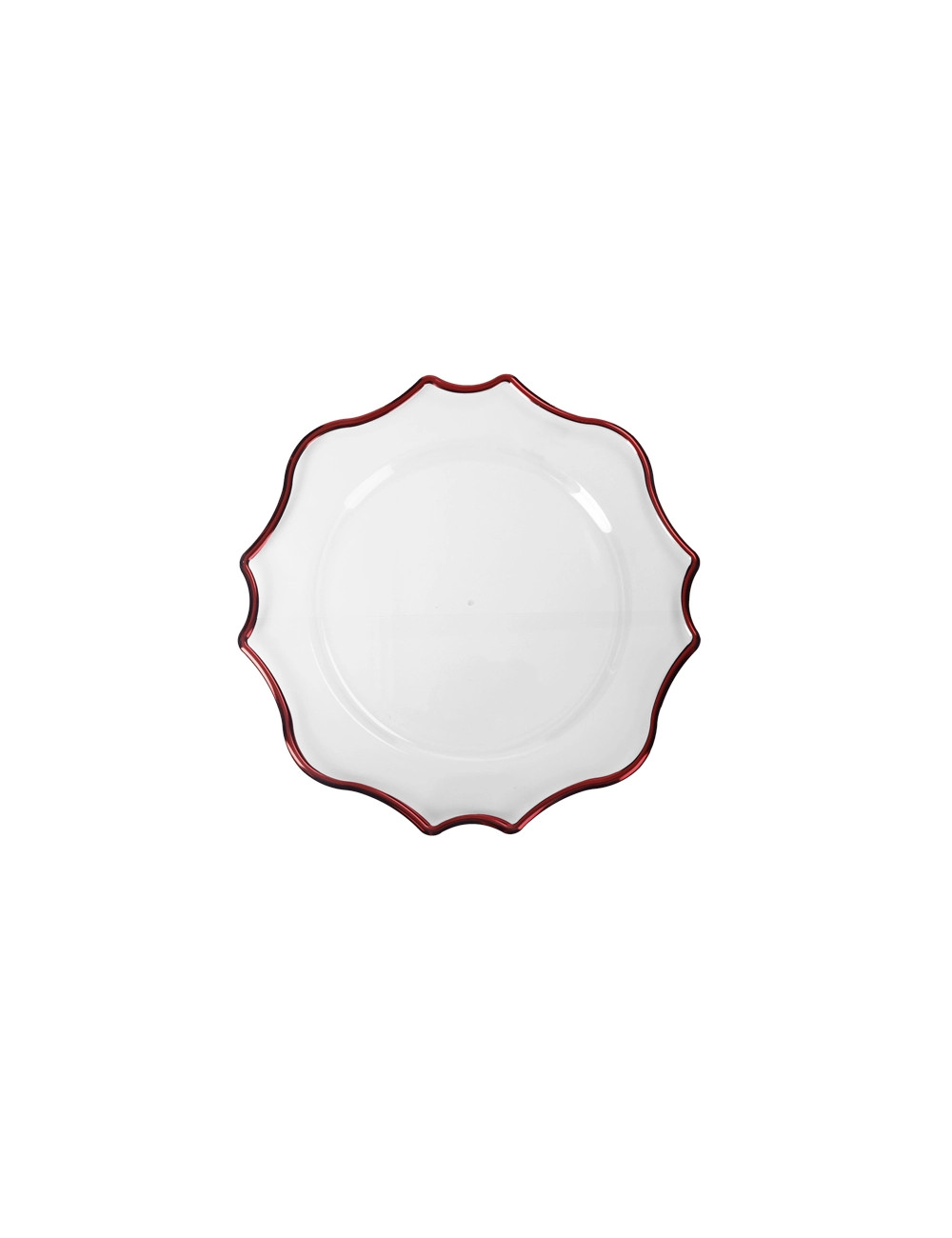 Set 4 sottopiatti trasparente con bordo rosso