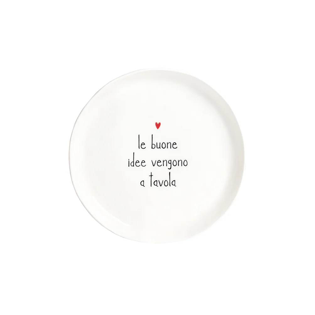 Set 2 piatti dessert ceramica "Le buone idee vengono a tavola"
