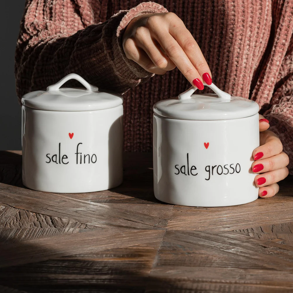 Barattolo in ceramica "Sale grosso cuore"