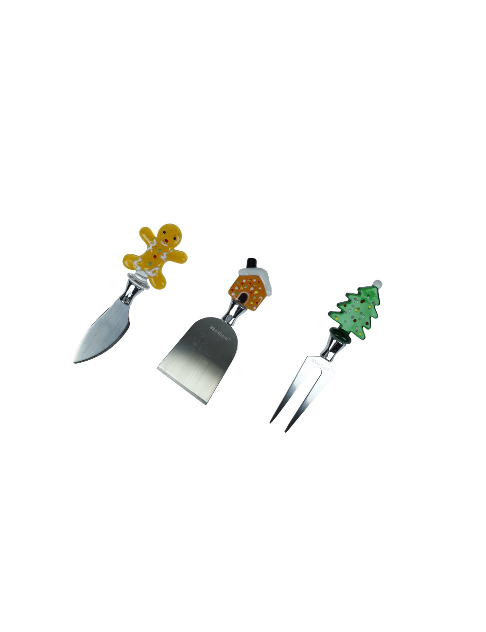 Set di 3 coltelli formaggio Christmas in vetro/inox