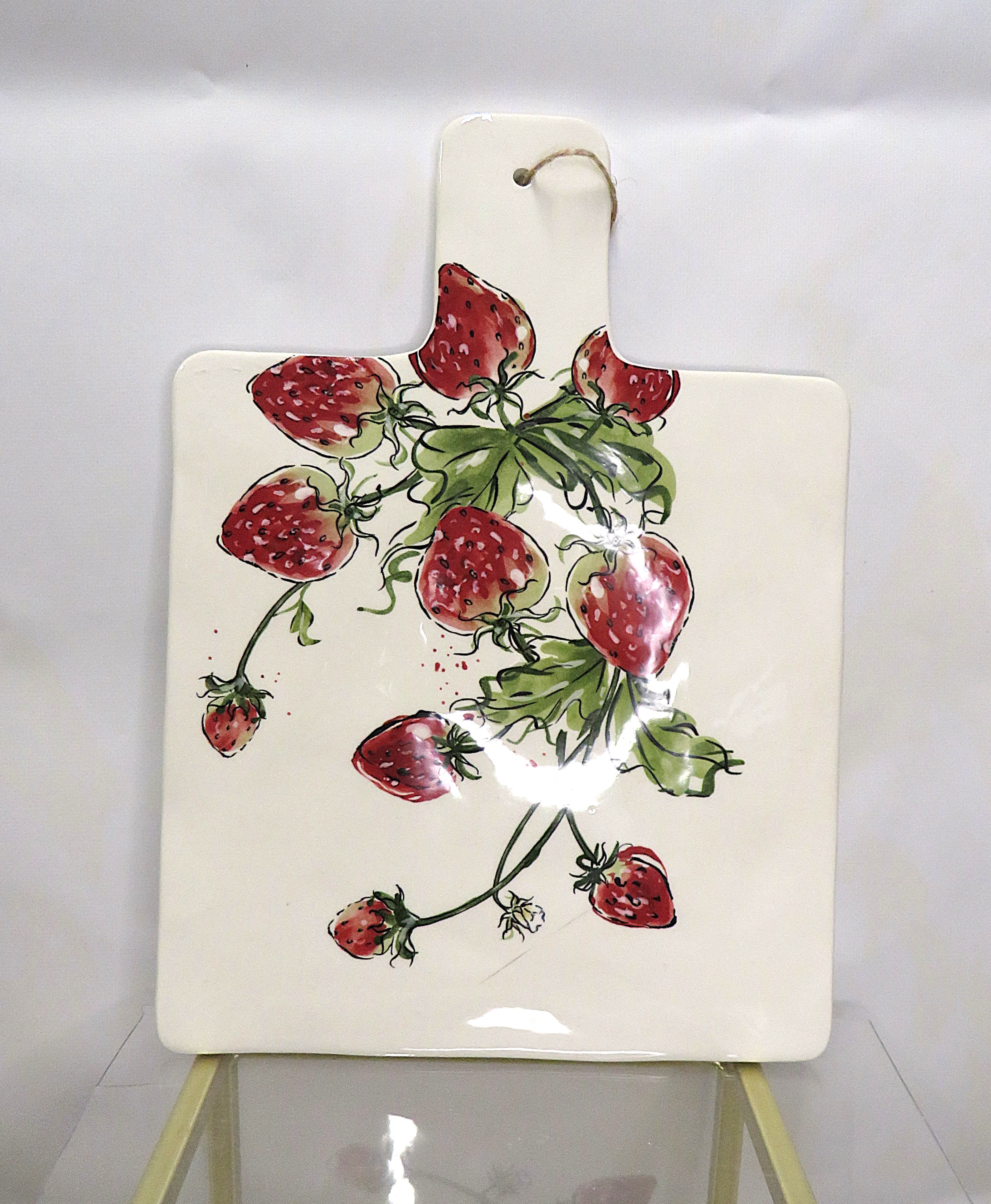 Tagliere in ceramica con fantasia fragole 