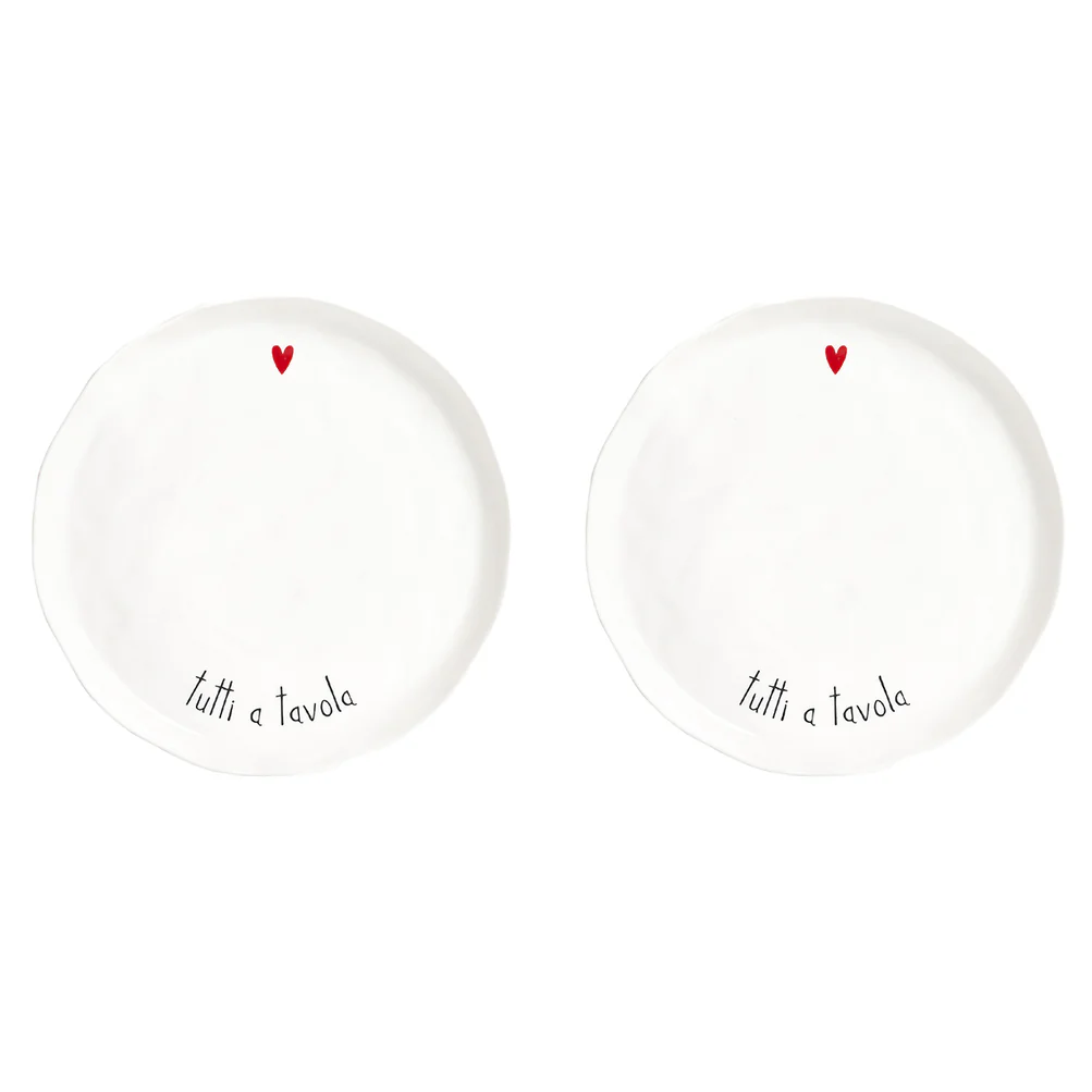 Set 2 piatti piani ceramica "Tutti a tavola" 