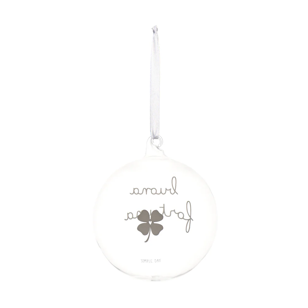 Pallina vetro "Buona fortuna" 12cm 