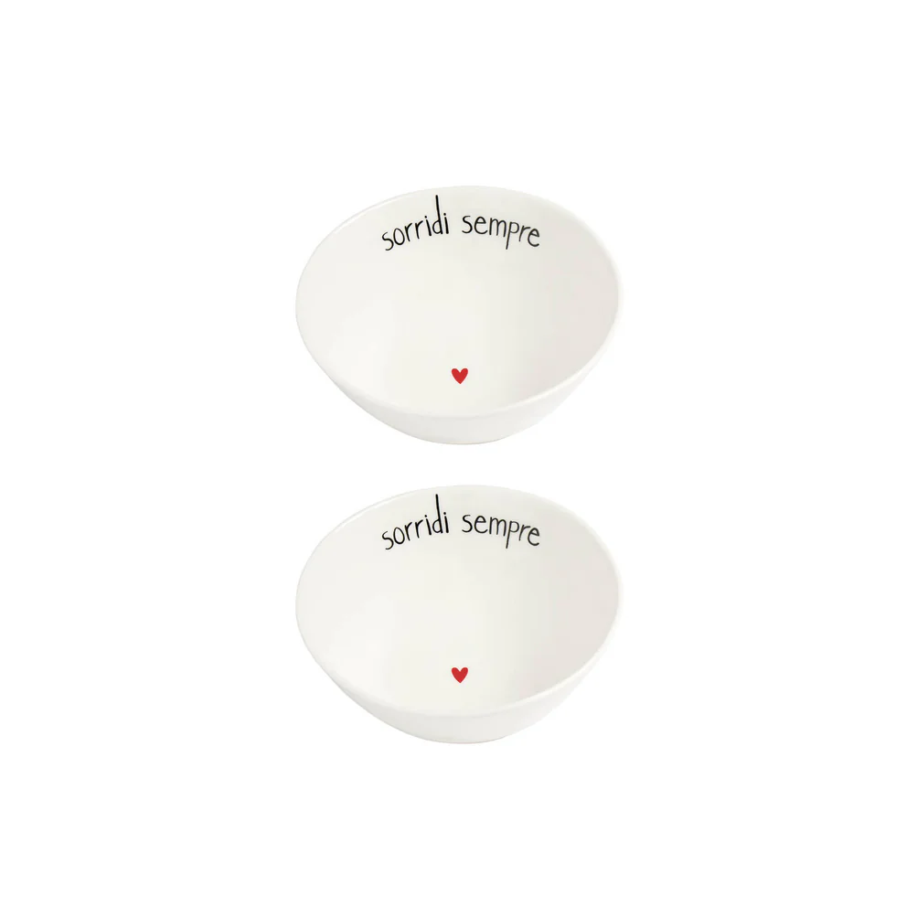 Set 2 coppette in ceramica "Sorridi sempre"