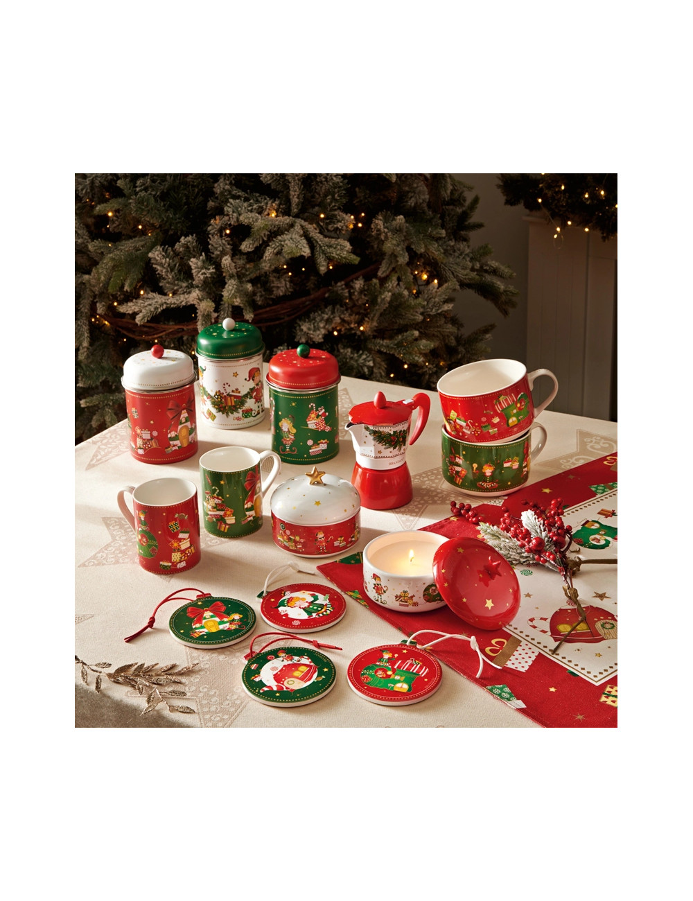 Set 4 sottobicchieri Elfomagia in ceramica-sughero 